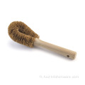 Tube de brosse à brosse de cuisine propre en bois propre en bois